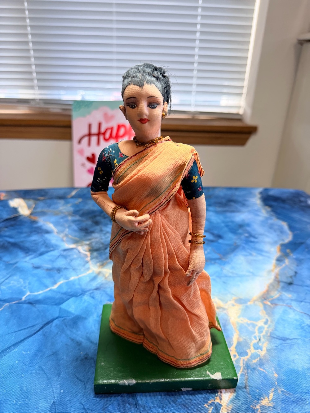Vintage Mid-Century Indian Souvenir Cloth Doll Hand Painted